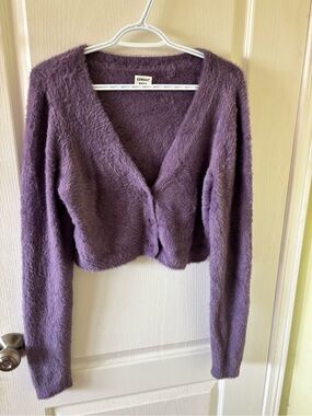Sunday Best Lavender Hush Knit V-Neck Cropped Cardigan
